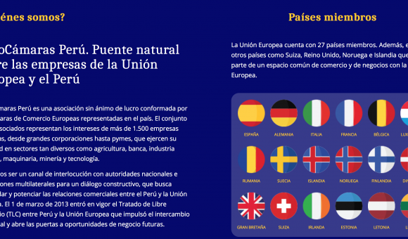 Pays représentés dans l'EuroCámaras ou Chambre des Chambres Européennes au Pérou