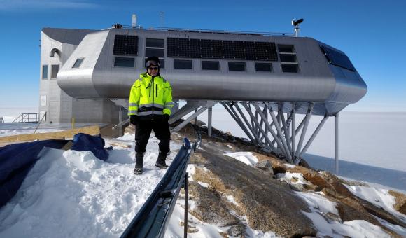 Sarah Baatout at the Princess Elizabeth Station, in Antartica