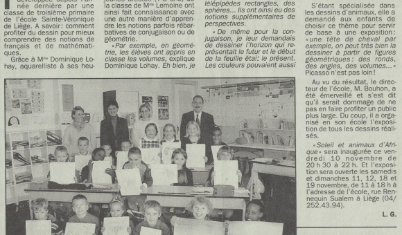 article paru dans le soir quant à une technique d'apprentissage du français et des mathématiques créées par Victoria Lohay et testée dans une école de Liège