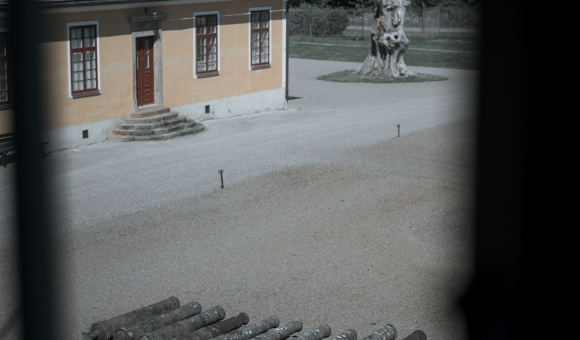 Des canons dans la cour arrière du Manoir de Geer à Lövstabruk, témoignage de l’industrie militaire créée par Louis de Geer © J. Van Belle – WBI