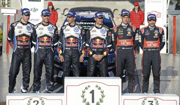 Le podium du 84e Rallye automobile Monte-Carlo. 