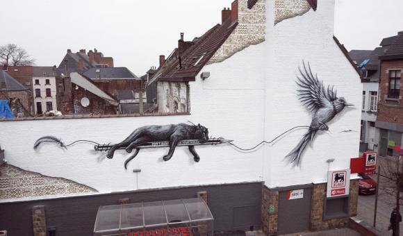 NOIR artist - Mural painting in Mons Belgium