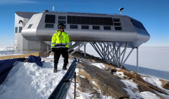 Sarah Baatout at the Princess Elisabeth Station in Antarctica